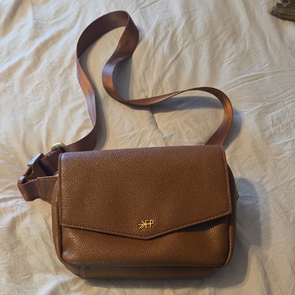 FRESHLY PICKED Brown Crossbody Bag with Gold Logo
